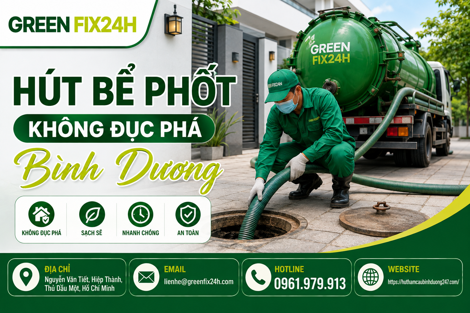 Hút bể phốt không đục phá bình dương: 1 giải pháp tuyệt đỉnh 2026