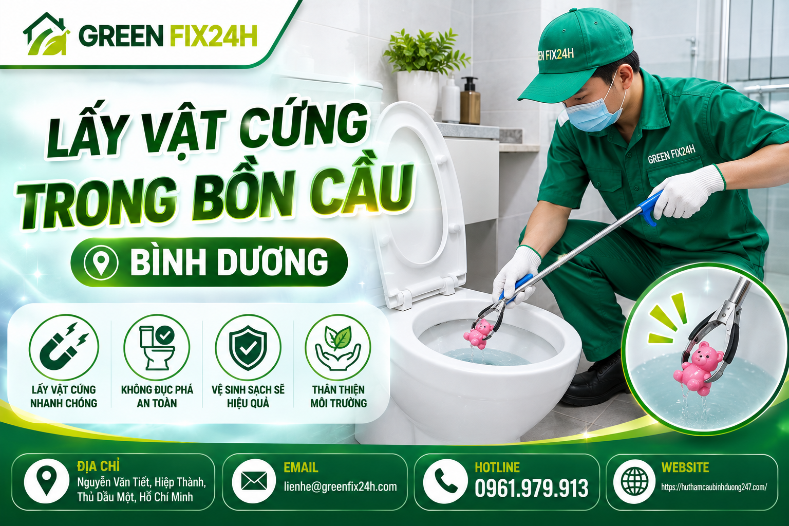 Lấy vật cứng trong bồn cầu Bình Dương: 5 Cách Khắc Phục Khẩn Cấp