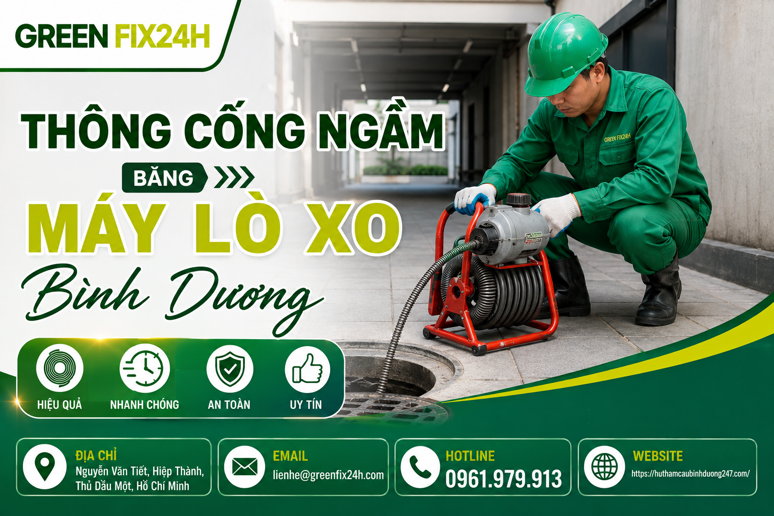 Thông cống ngầm bằng máy lò xo bình dương: Top 1 Xử Lý Triệt Để