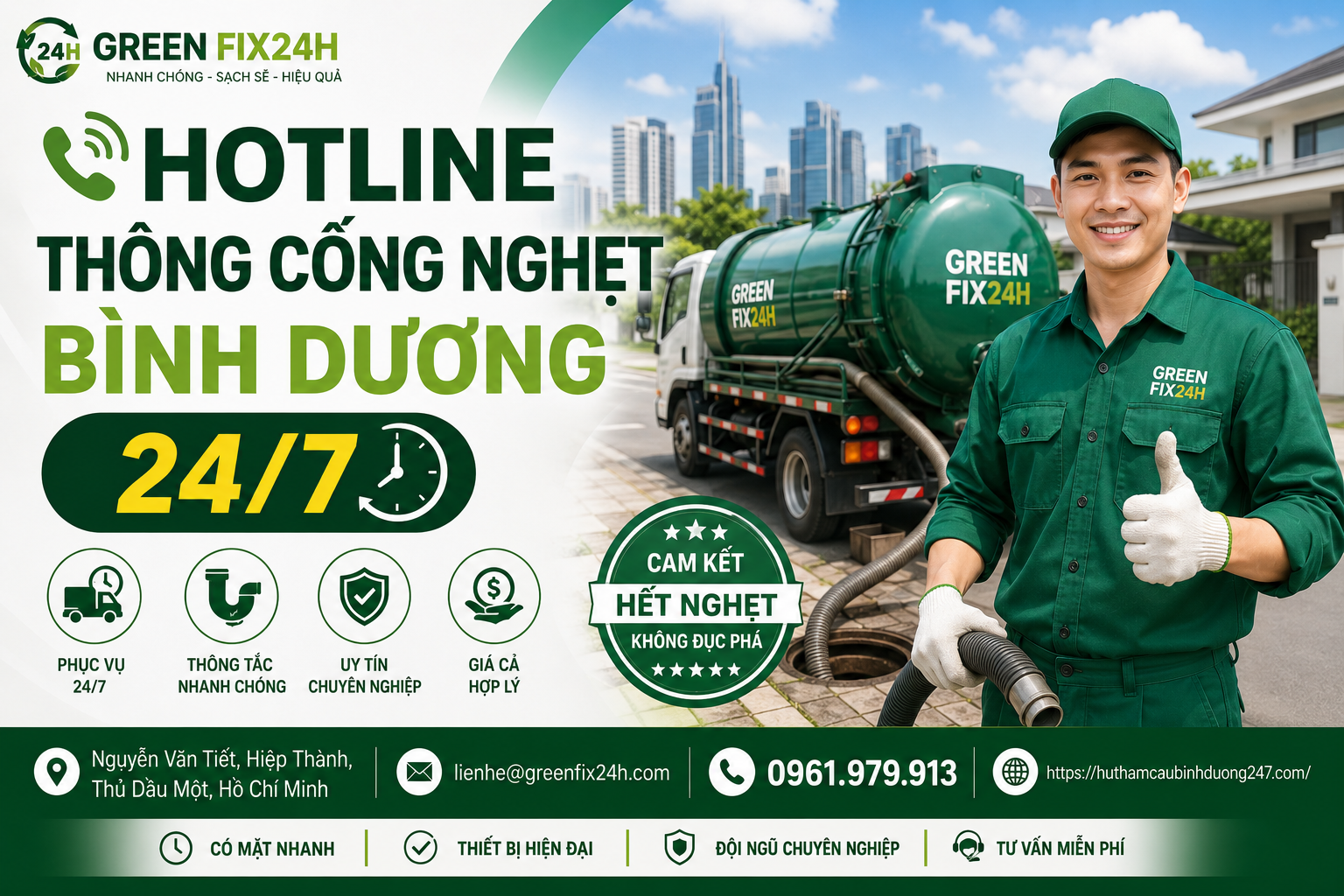 Hotline thông cống nghẹt bình dương 24/7 siêu tốc 15 phút xử lý triệt để