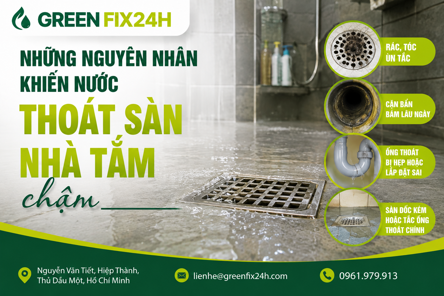 Những nguyên nhân khiến nước thoát sàn nhà tắm chậm