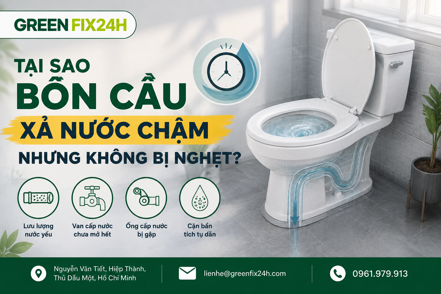 Tại sao bồn cầu xả nước chậm nhưng không bị nghẹt?
