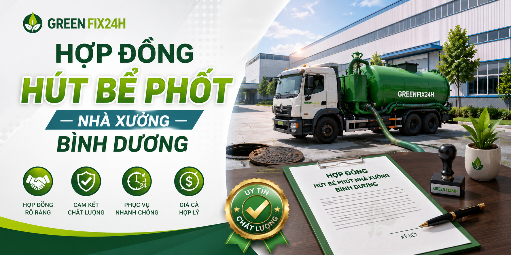 Hợp đồng hút bể phốt nhà xưởng bình dương: 5 Lý do đột phá 2026