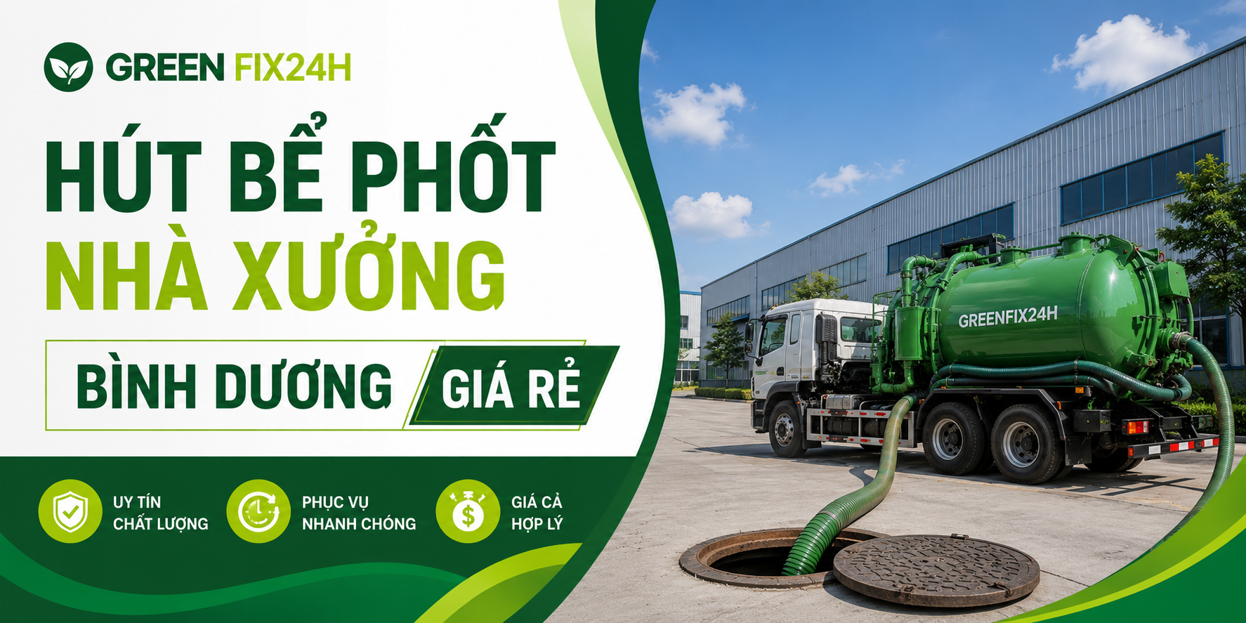 Hút bể phốt nhà xưởng bình dương giá rẻ: Sạch 100%, Hết Khổ!
