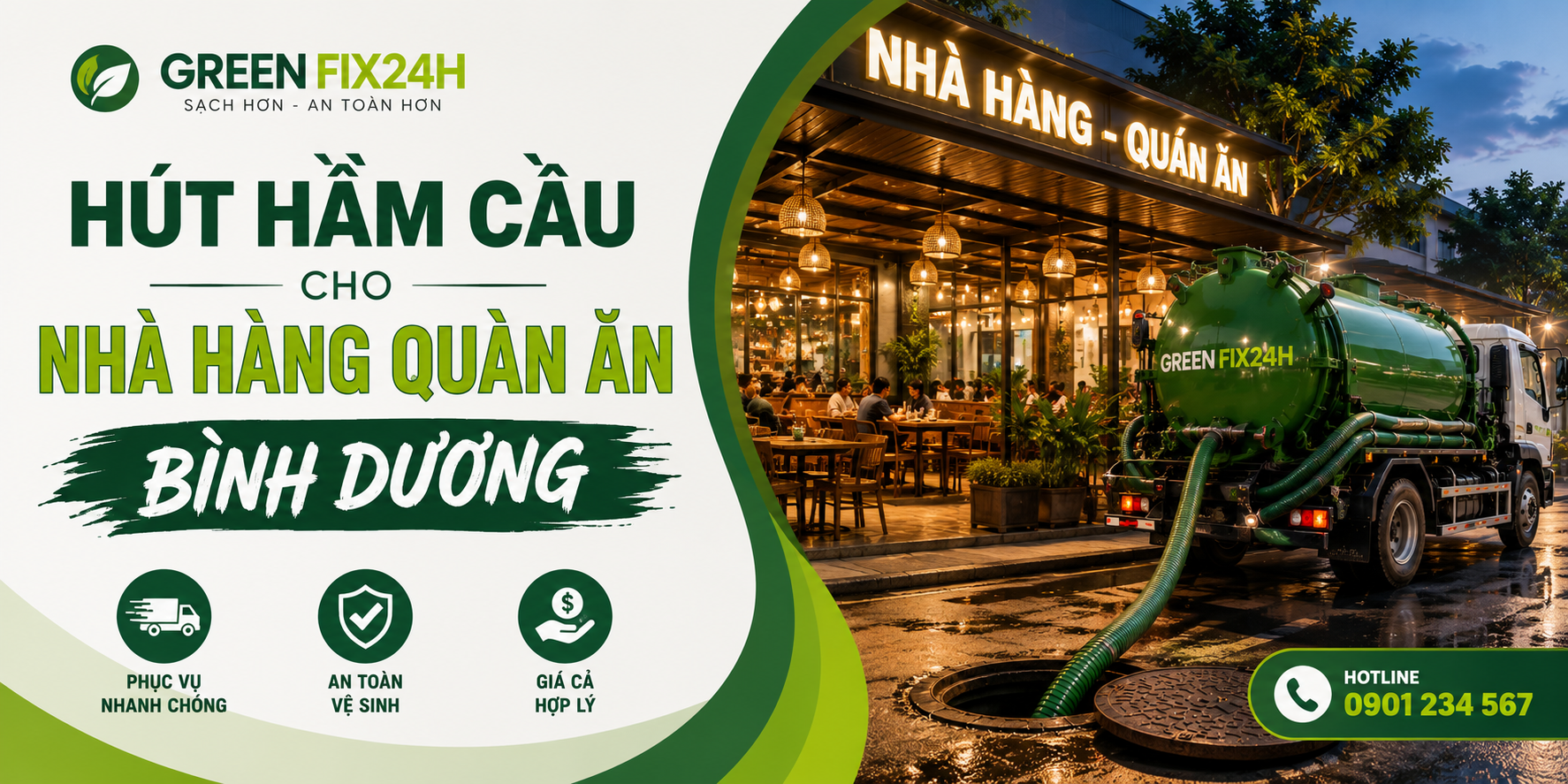 Hút hầm cầu cho nhà hàng quán ăn bình dương: 1 Dịch Vụ Cực Tốt!