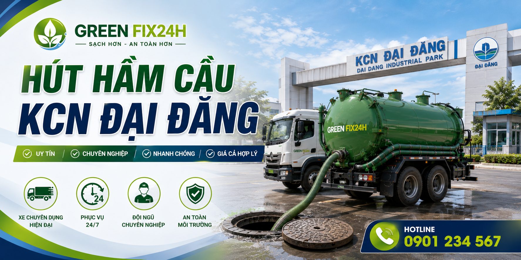 Hút hầm cầu kcn đại đăng: Top 1 Giải Pháp Sạch 100%