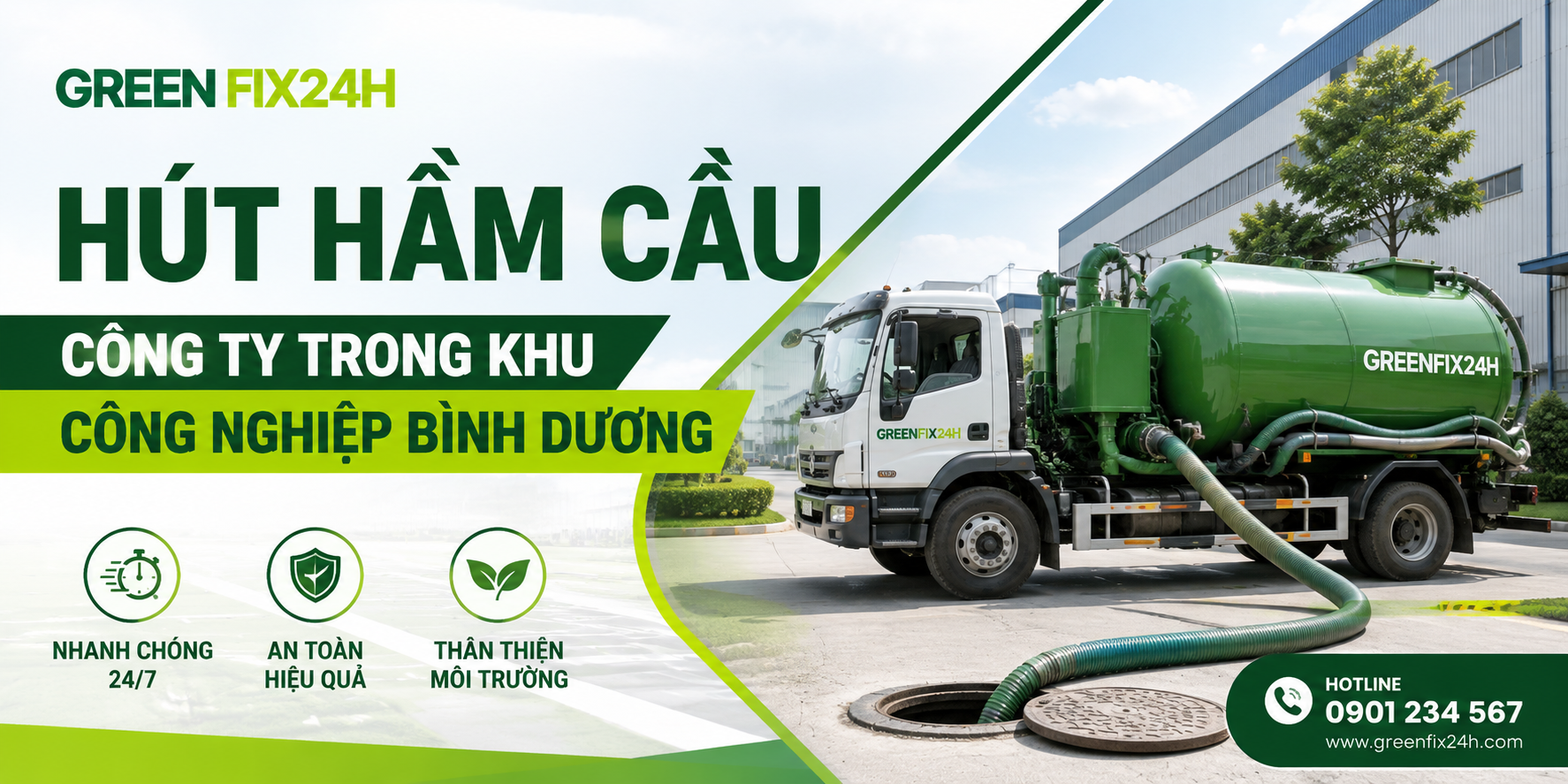 Hút hầm cầu công ty trong khu công nghiệp bình dương số 1, cực sạch