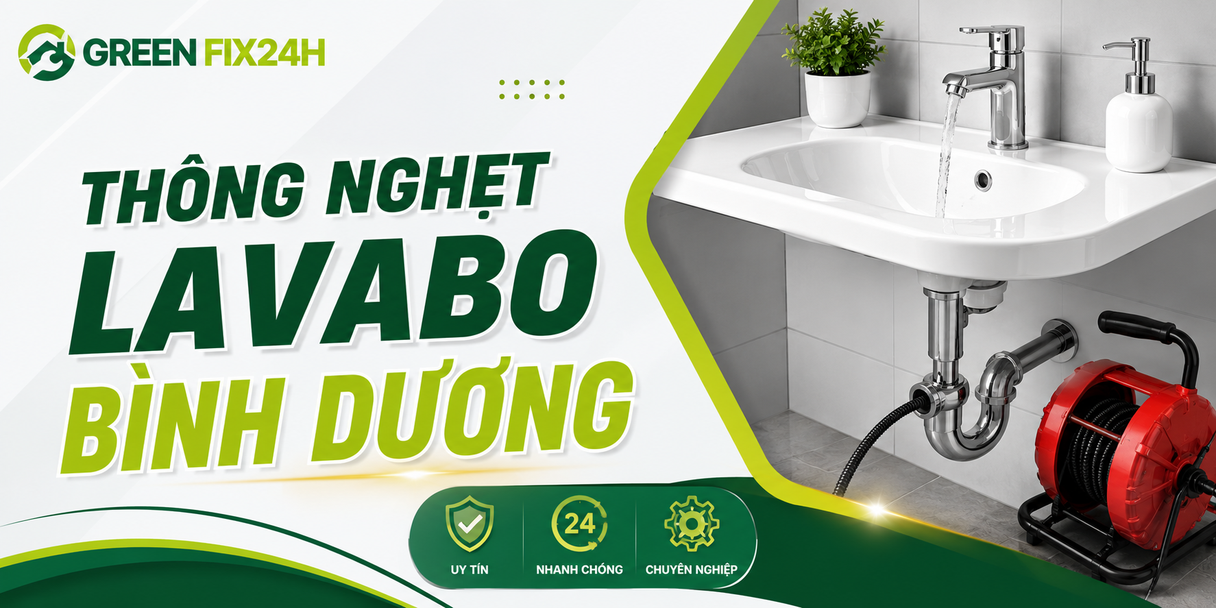 Thông nghẹt lavabo bình dương triệt để 100%, có mặt sau 15 phút